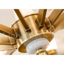 Luksuriøs Rustikk Retro Vintage Messing Stein Anhengslysekrone Med Glassskjermer I Ren Messing