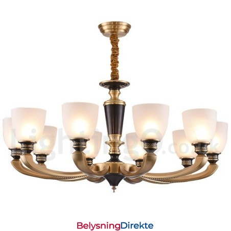 Luksuriøs Rustikk Retro Vintage Messing Anhengslysekrone Med Glassskjermer