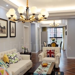 Luksuriøs Rustikk Retro Vintage Messing Anhengslysekrone Med Glassskjermer