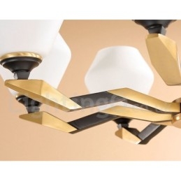 Luksuriøs Rustikk Retro Vintage Messing Anhengslysekrone Med Glassskjermer