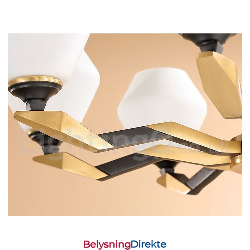 Luksuriøs Rustikk Retro Vintage Messing Anhengslysekrone Med Glassskjermer