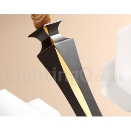 Luksuriøs Rustikk Retro Vintage Messing Anhengslysekrone Med Glassskjermer