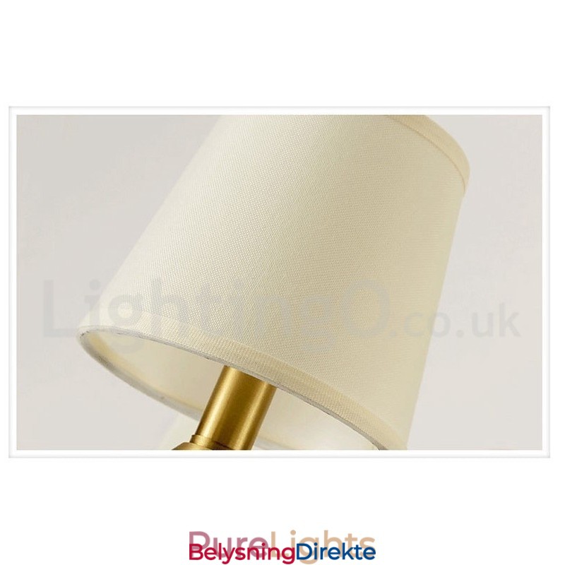 Luksuriøs Rustikk Retro Vintage Messing Keramikk Anhengslys Lysekrone Med Stoffskjermer