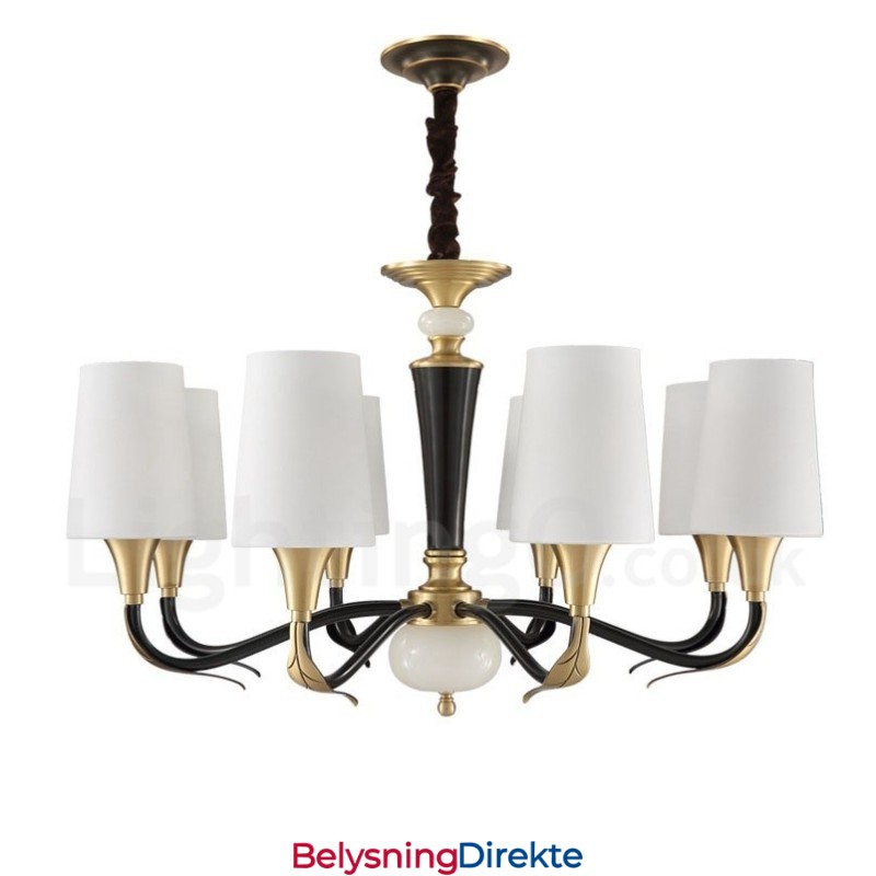 Luksuriøs Rustikk Retro Vintage Messing Stein Anhengslysekrone Med Glassskjermer I Ren Messing