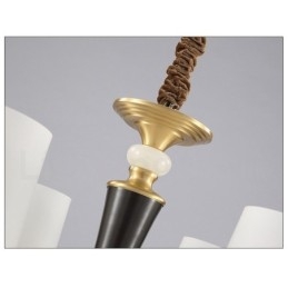 Luksuriøs Rustikk Retro Vintage Messing Stein Anhengslysekrone Med Glassskjermer I Ren Messing