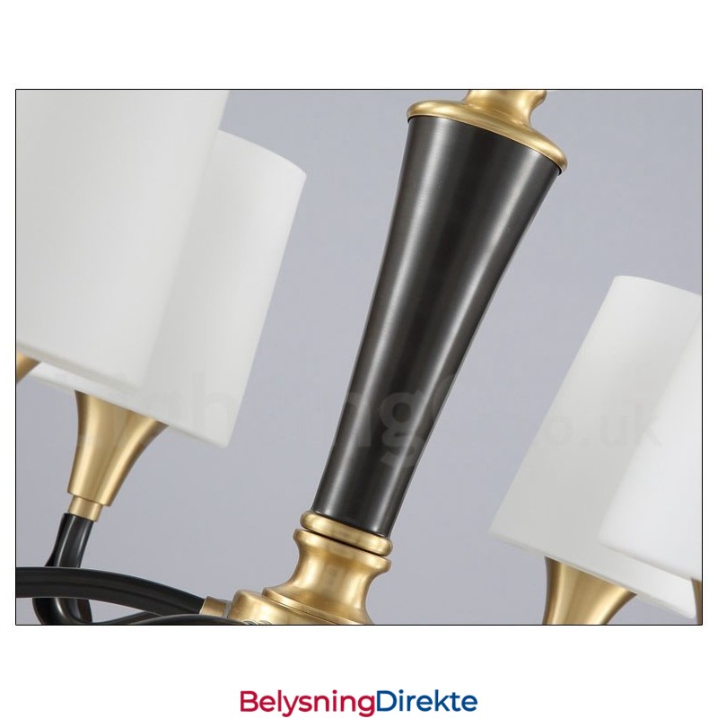 Luksuriøs Rustikk Retro Vintage Messing Stein Anhengslysekrone Med Glassskjermer I Ren Messing