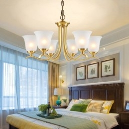 Luksuriøs Rustikk Retro Vintage Messing Anhengslysekrone Med Glassskjermer