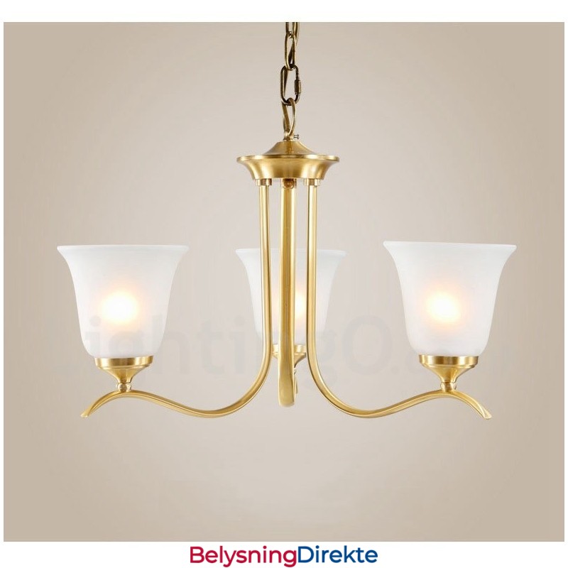Luksuriøs Rustikk Retro Vintage Messing Anhengslysekrone Med Glassskjermer