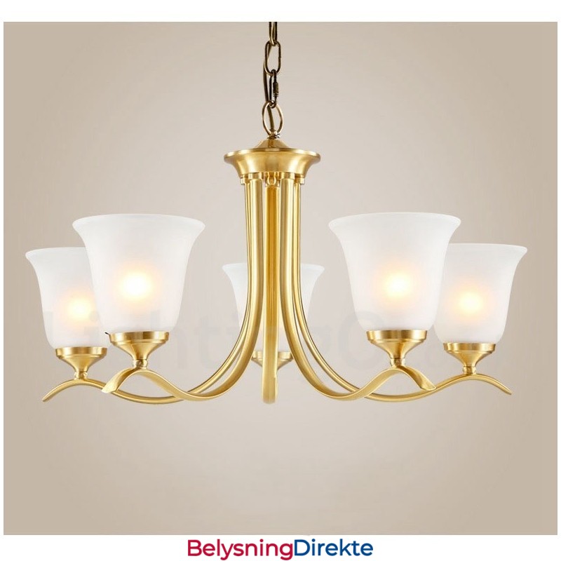 Luksuriøs Rustikk Retro Vintage Messing Anhengslysekrone Med Glassskjermer