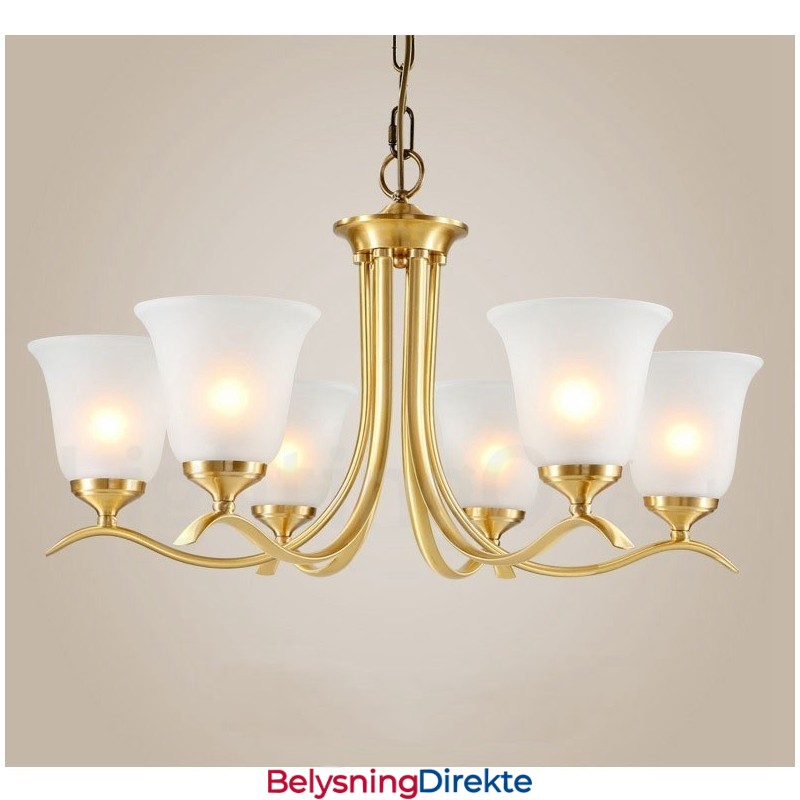 Luksuriøs Rustikk Retro Vintage Messing Anhengslysekrone Med Glassskjermer