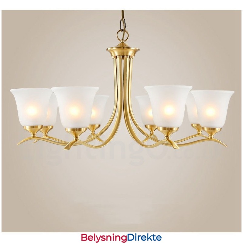 Luksuriøs Rustikk Retro Vintage Messing Anhengslysekrone Med Glassskjermer