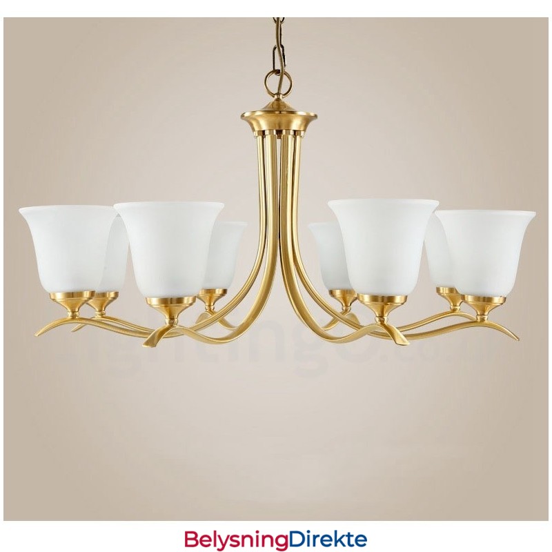 Luksuriøs Rustikk Retro Vintage Messing Anhengslysekrone Med Glassskjermer
