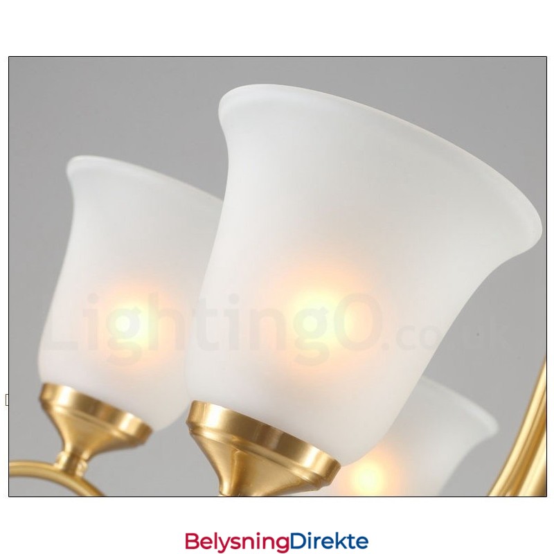 Luksuriøs Rustikk Retro Vintage Messing Anhengslysekrone Med Glassskjermer