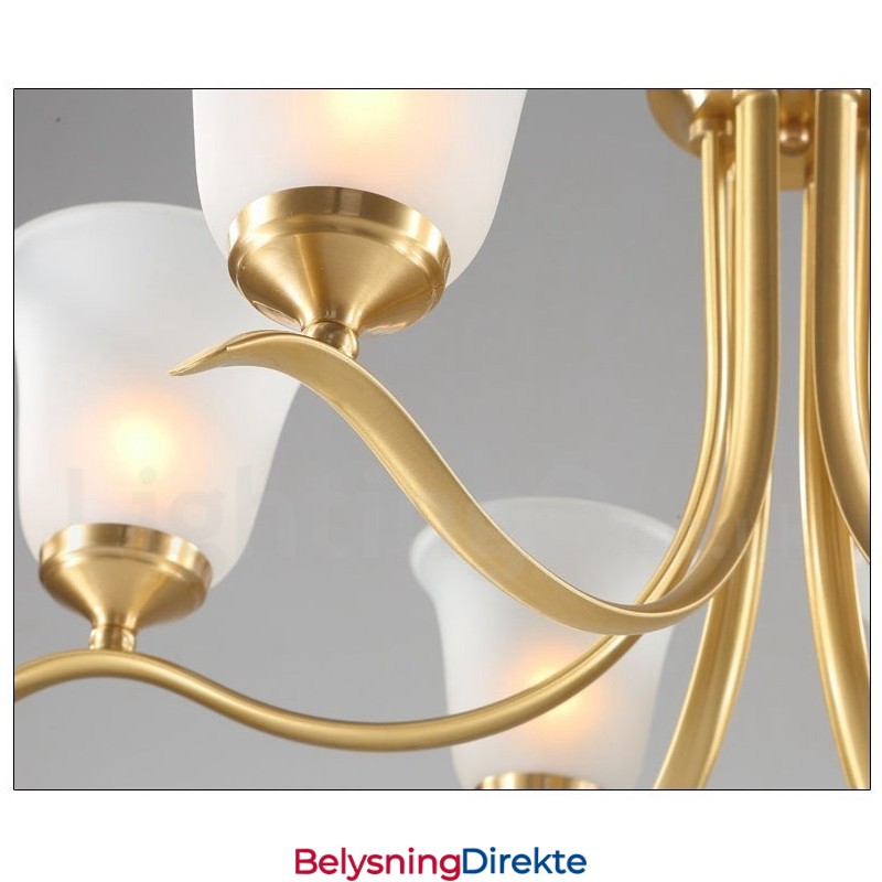 Luksuriøs Rustikk Retro Vintage Messing Anhengslysekrone Med Glassskjermer