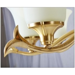 Luksuriøs Rustikk Retro Vintage Messing Stein Anhengslysekrone Med Glassskjermer I Ren Messing