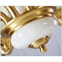 Luksuriøs Rustikk Retro Vintage Messing Stein Anhengslysekrone Med Glassskjermer I Ren Messing