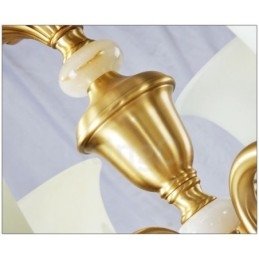 Luksuriøs Rustikk Retro Vintage Messing Stein Anhengslysekrone Med Glassskjermer I Ren Messing