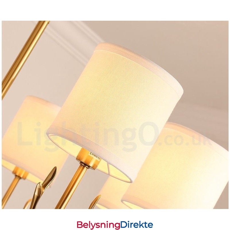 Luksuriøs Rustikk Retro Vintage Messing Anhengslysekrone Med Stoffskjermer