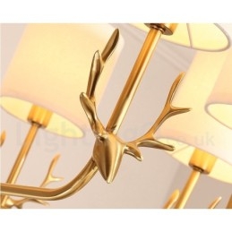 Luksuriøs Rustikk Retro Vintage Messing Anhengslysekrone Med Stoffskjermer