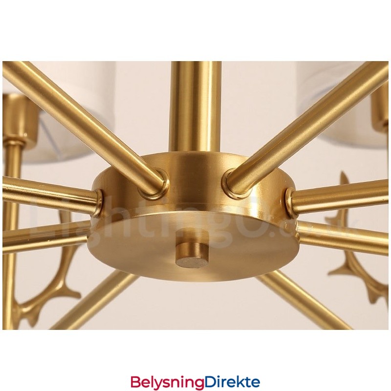 Luksuriøs Rustikk Retro Vintage Messing Anhengslysekrone Med Stoffskjermer