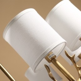 Luksuriøs Rustikk Retro Vintage Messing Anhengslysekrone Med Stoffskjermer