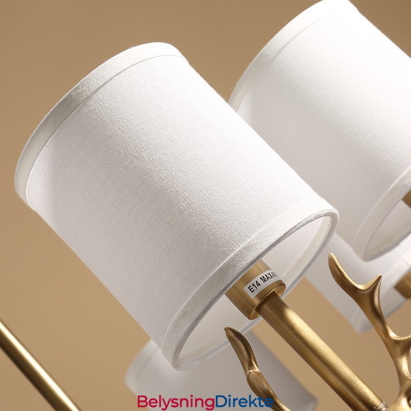 Luksuriøs Rustikk Retro Vintage Messing Anhengslysekrone Med Stoffskjermer