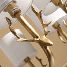 Luksuriøs Rustikk Retro Vintage Messing Anhengslysekrone Med Stoffskjermer