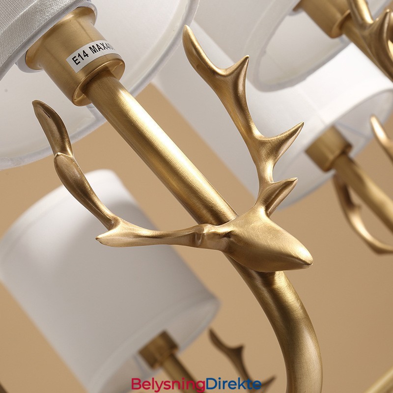 Luksuriøs Rustikk Retro Vintage Messing Anhengslysekrone Med Stoffskjermer