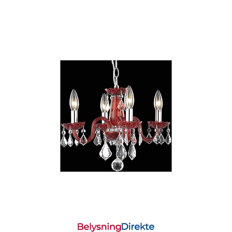 Krystalllysekrone Med Stearinlys Og 4 Lys I Rødt