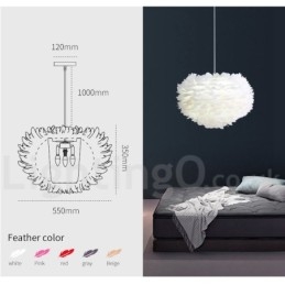 Flerfarget Fjærlysekrone Moderne Og Moderne Anhengslampe