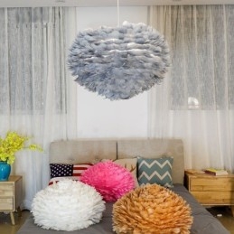 Flerfarget Fjærlysekrone Moderne Og Moderne Anhengslampe