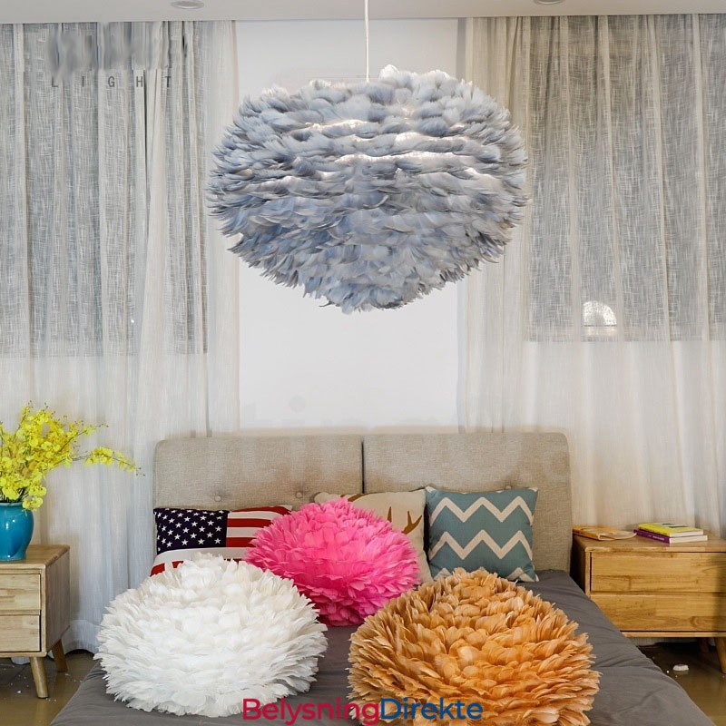 Flerfarget Fjærlysekrone Moderne Og Moderne Anhengslampe