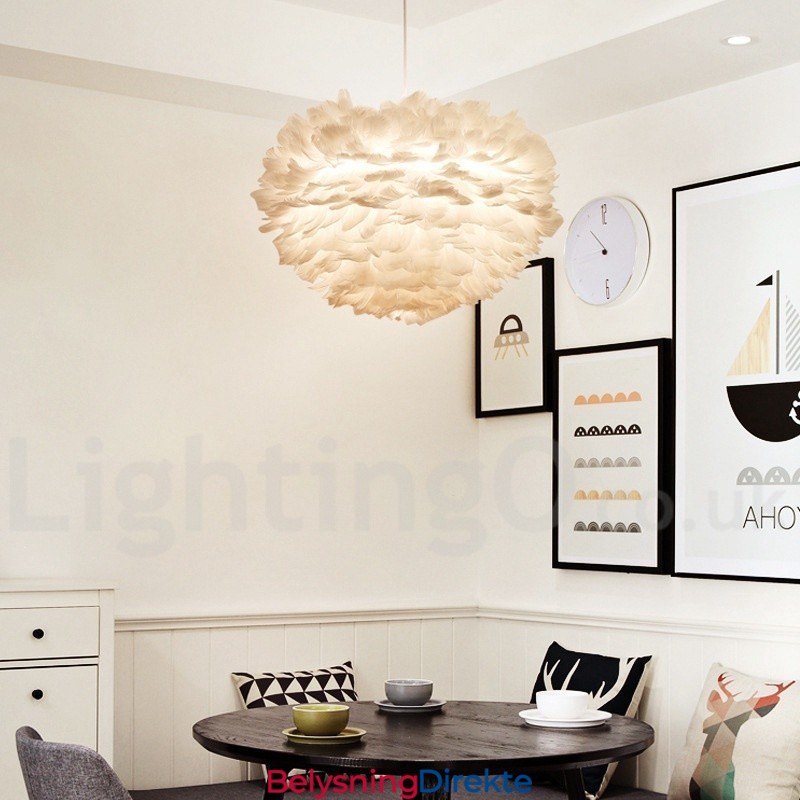 Flerfarget Fjærlysekrone Moderne Og Moderne Anhengslampe