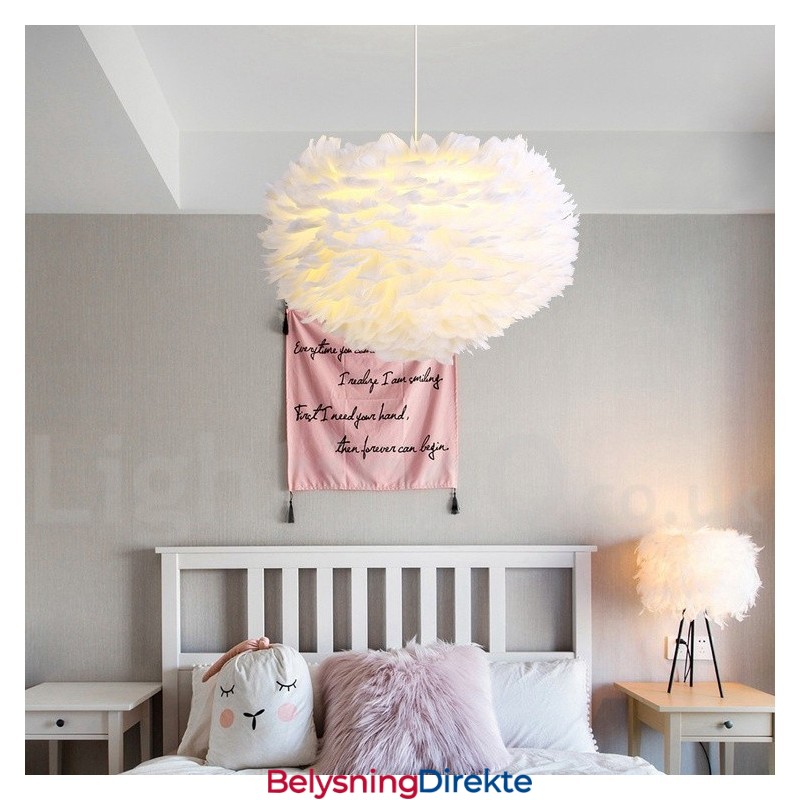 Flerfarget Fjærlysekrone Moderne Og Moderne Anhengslampe