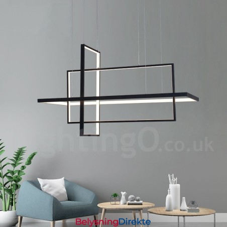 Dimmbar Lineær Pendellampe Med Fjernkontroll Omgivelseslys Malte Overflater Aluminium Moderne Design