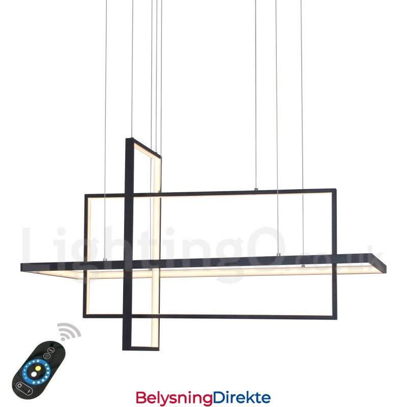 Dimmbar Lineær Pendellampe Med Fjernkontroll Omgivelseslys Malte Overflater Aluminium Moderne Design