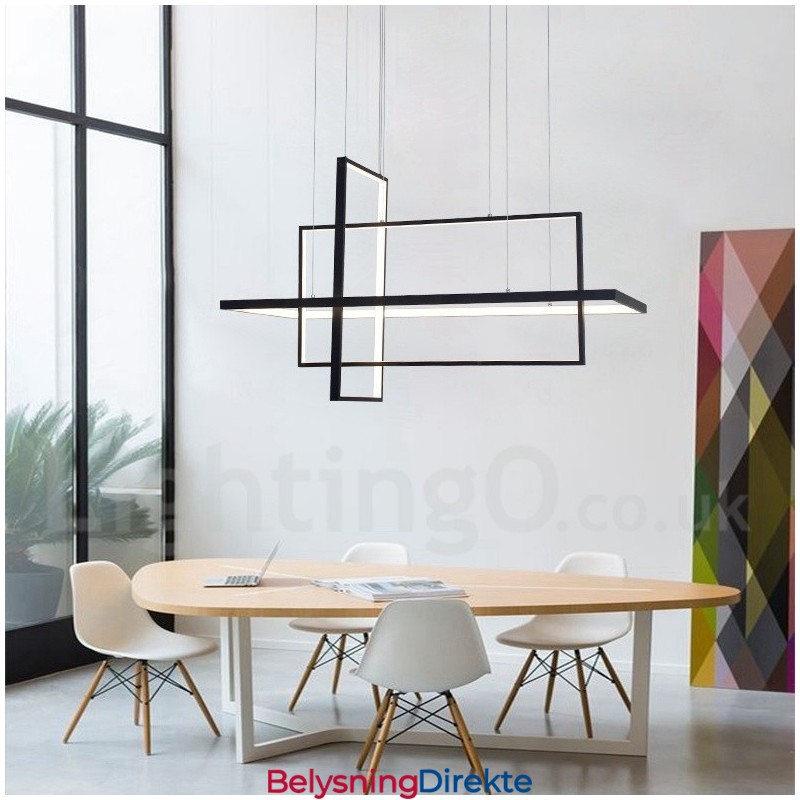 Dimmbar Lineær Pendellampe Med Fjernkontroll Omgivelseslys Malte Overflater Aluminium Moderne Design