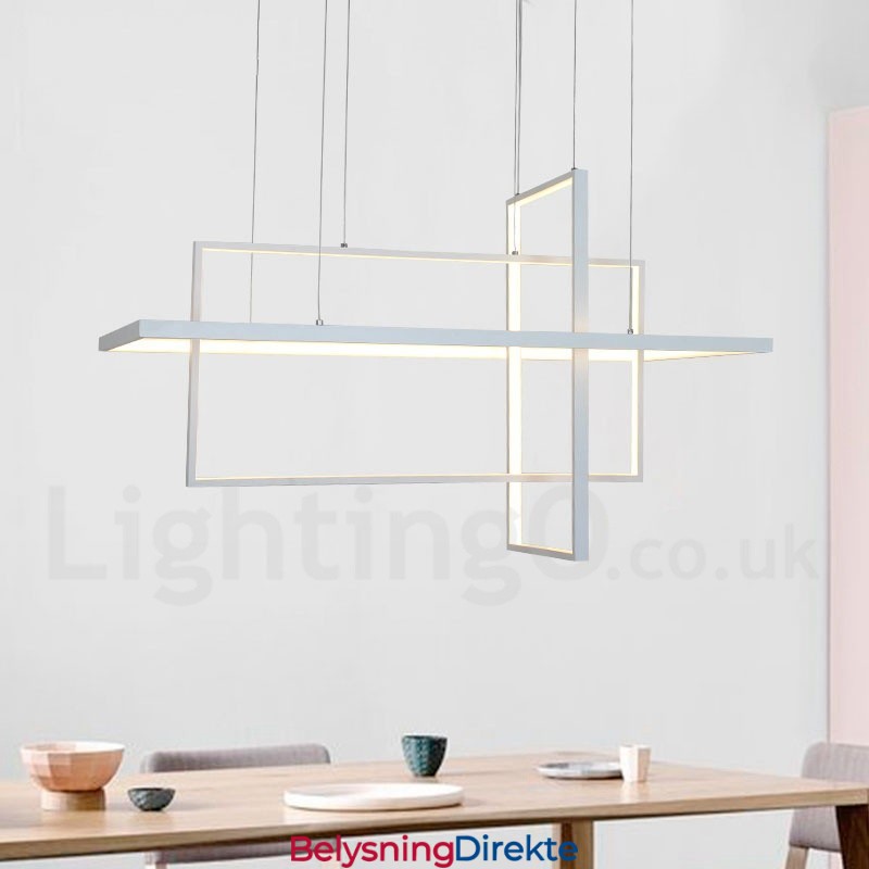 Dimmbar Lineær Pendellampe Med Fjernkontroll Omgivelseslys Malte Overflater Aluminium Moderne Design