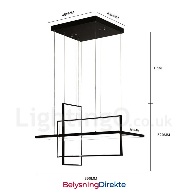 Dimmbar Lineær Pendellampe Med Fjernkontroll Omgivelseslys Malte Overflater Aluminium Moderne Design