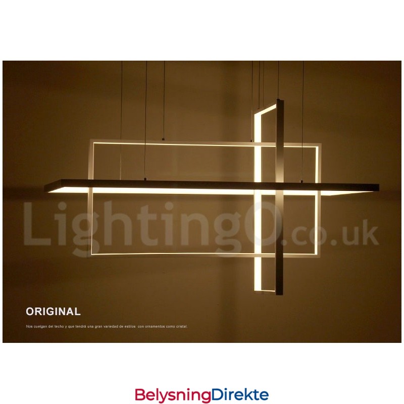 Dimmbar Lineær Pendellampe Med Fjernkontroll Omgivelseslys Malte Overflater Aluminium Moderne Design