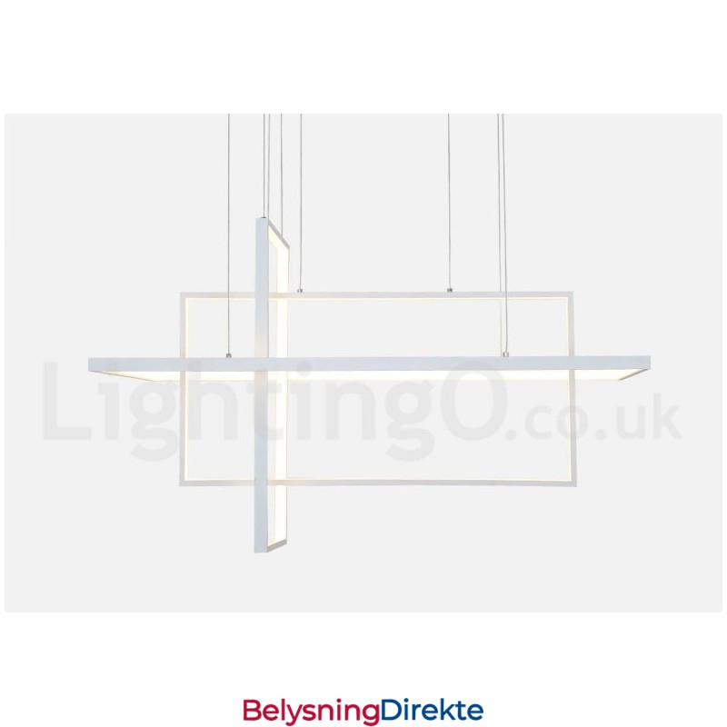 Dimmbar Lineær Pendellampe Med Fjernkontroll Omgivelseslys Malte Overflater Aluminium Moderne Design