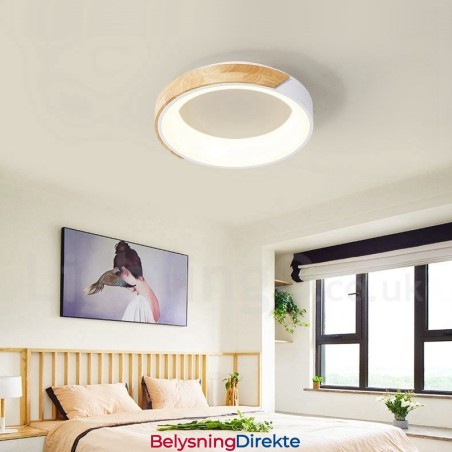 Dimmbar Flerfarget Rund Tretaklampe Med Akrylskjerm Taklampe I Nordisk Stil