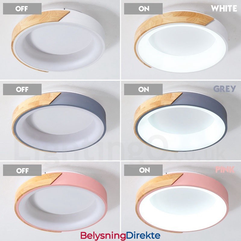 Dimmbar Flerfarget Rund Tretaklampe Med Akrylskjerm Taklampe I Nordisk Stil