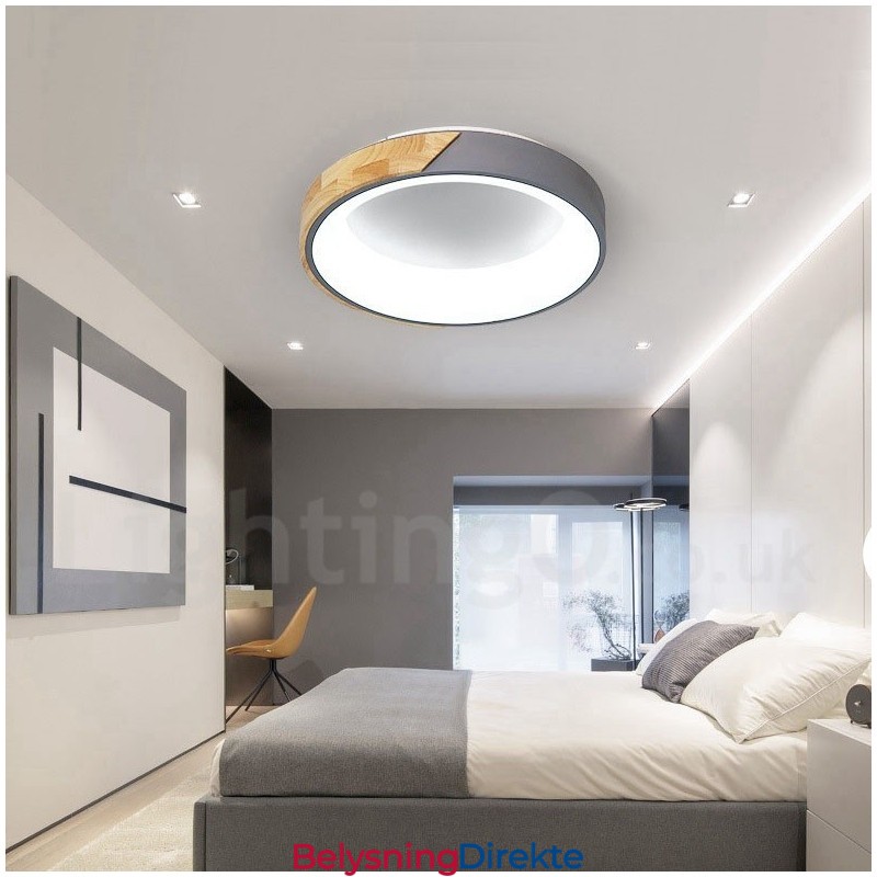 Dimmbar Flerfarget Rund Tretaklampe Med Akrylskjerm Taklampe I Nordisk Stil