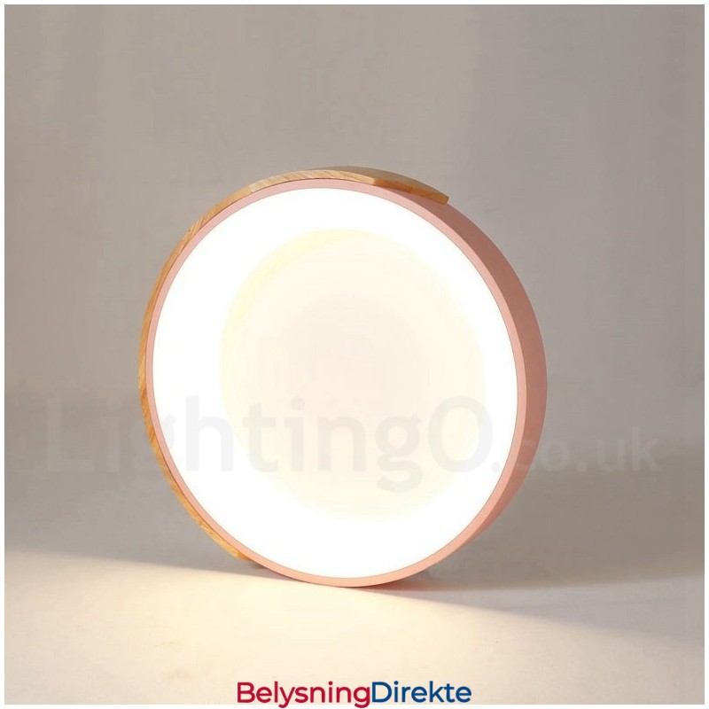 Dimmbar Flerfarget Rund Tretaklampe Med Akrylskjerm Taklampe I Nordisk Stil