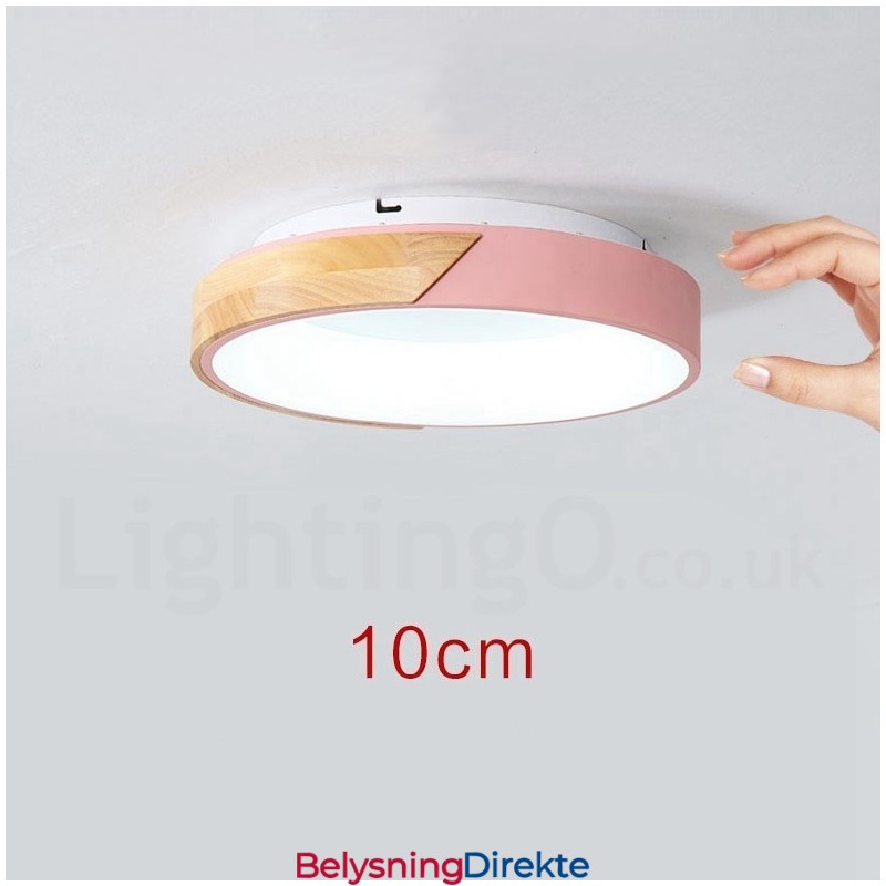 Dimmbar Flerfarget Rund Tretaklampe Med Akrylskjerm Taklampe I Nordisk Stil