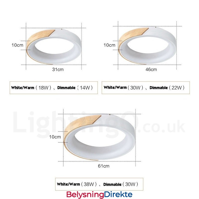 Dimmbar Flerfarget Rund Tretaklampe Med Akrylskjerm Taklampe I Nordisk Stil
