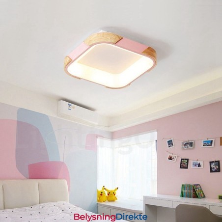 Dimmbar Flerfarget Firkantet Tretaklampe Med Akrylskjerm Taklampe I Nordisk Stil