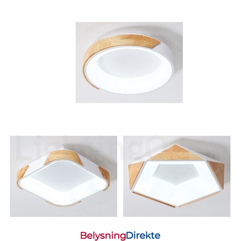 Dimmbar Flerfarget Firkantet Tretaklampe Med Akrylskjerm Taklampe I Nordisk Stil