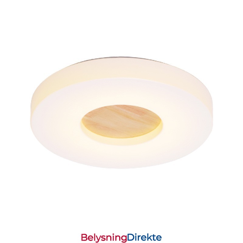 Dimbar Ultratynn Rund Taklampe I Tre Med Akrylskjerm I Nordisk Stil